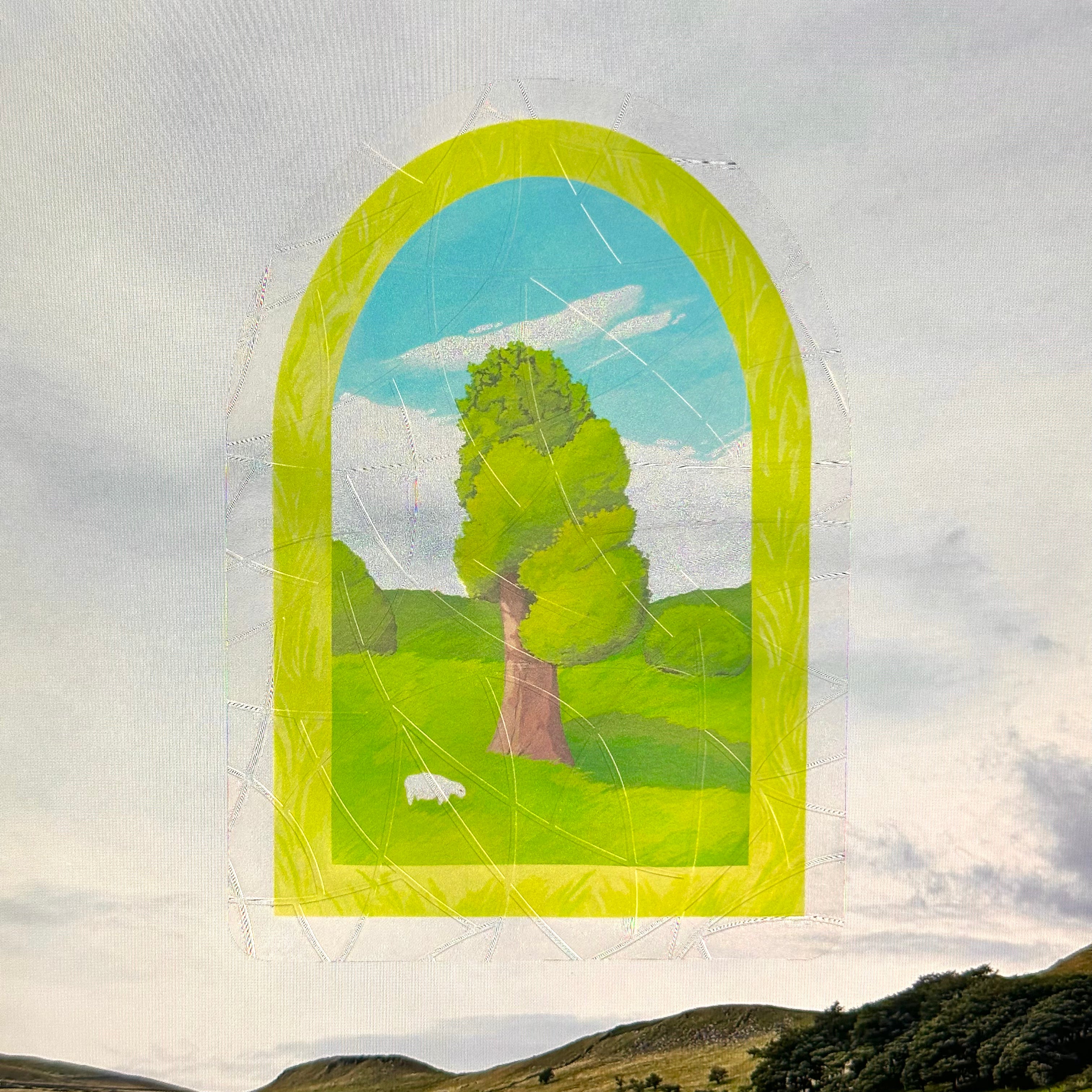'Countryside View' Transparent Window Suncatcher Sticker