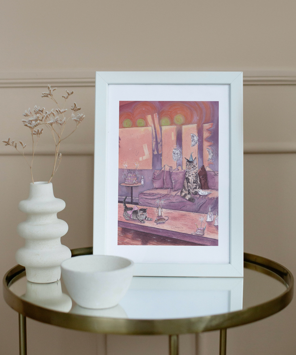A5 Illustration Art Print 'New Years Party' (Individually Priced)